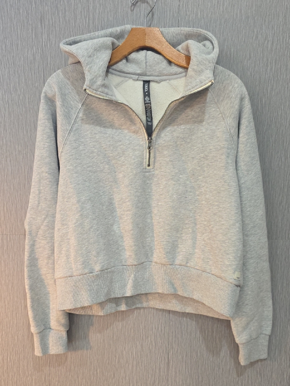 Vuori Restore Half Zip Hoodie Light Heather Grey M Organic Cotton Athleisure